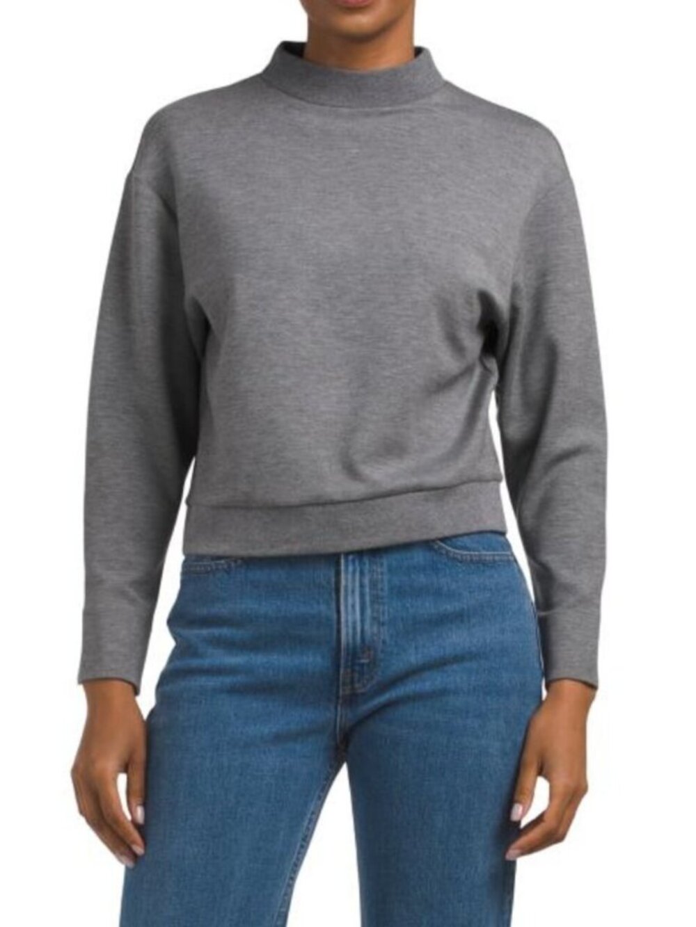 THEORY Ribbed Mock Neck Pull Over Top